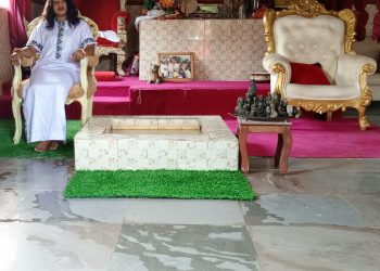 Miracle pond in Benin High Temple overflows